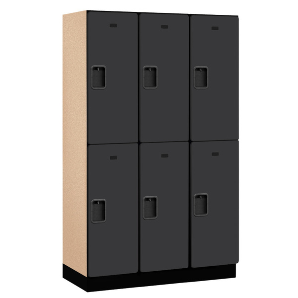 Salsbury Industries Wardrobe Locker, 45" W, 18" D, 76" H, (3) Wide, (6) Openings, Black 22368BLK